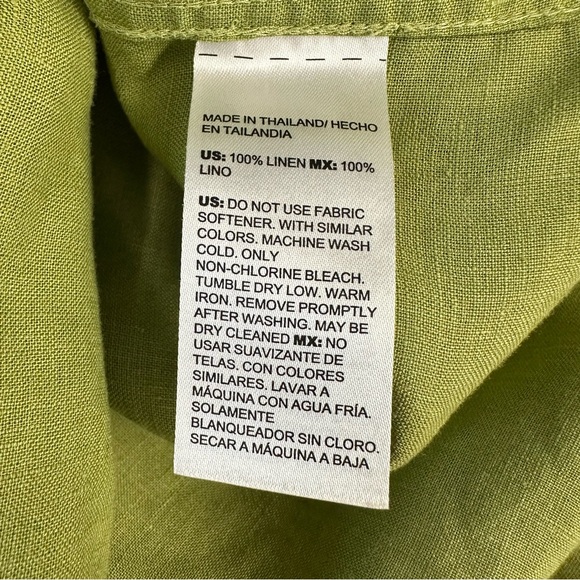 Chico’s 100% linen green button down blouse with mother of pearl buttons Size 18 - Picture 10 of 10
